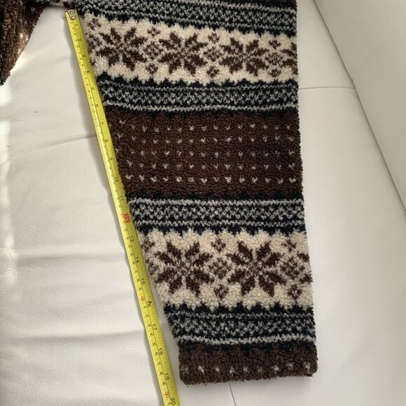 Essentials Style Stand Colar 1/4 Zip Brown White Men’s Fleece Sweater Size XL - Picture 4 of 8